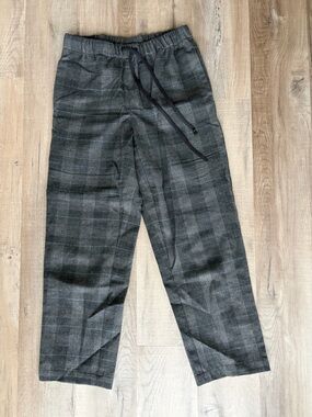 Babaton Gray Plaid Cropped Drawstring Pants
